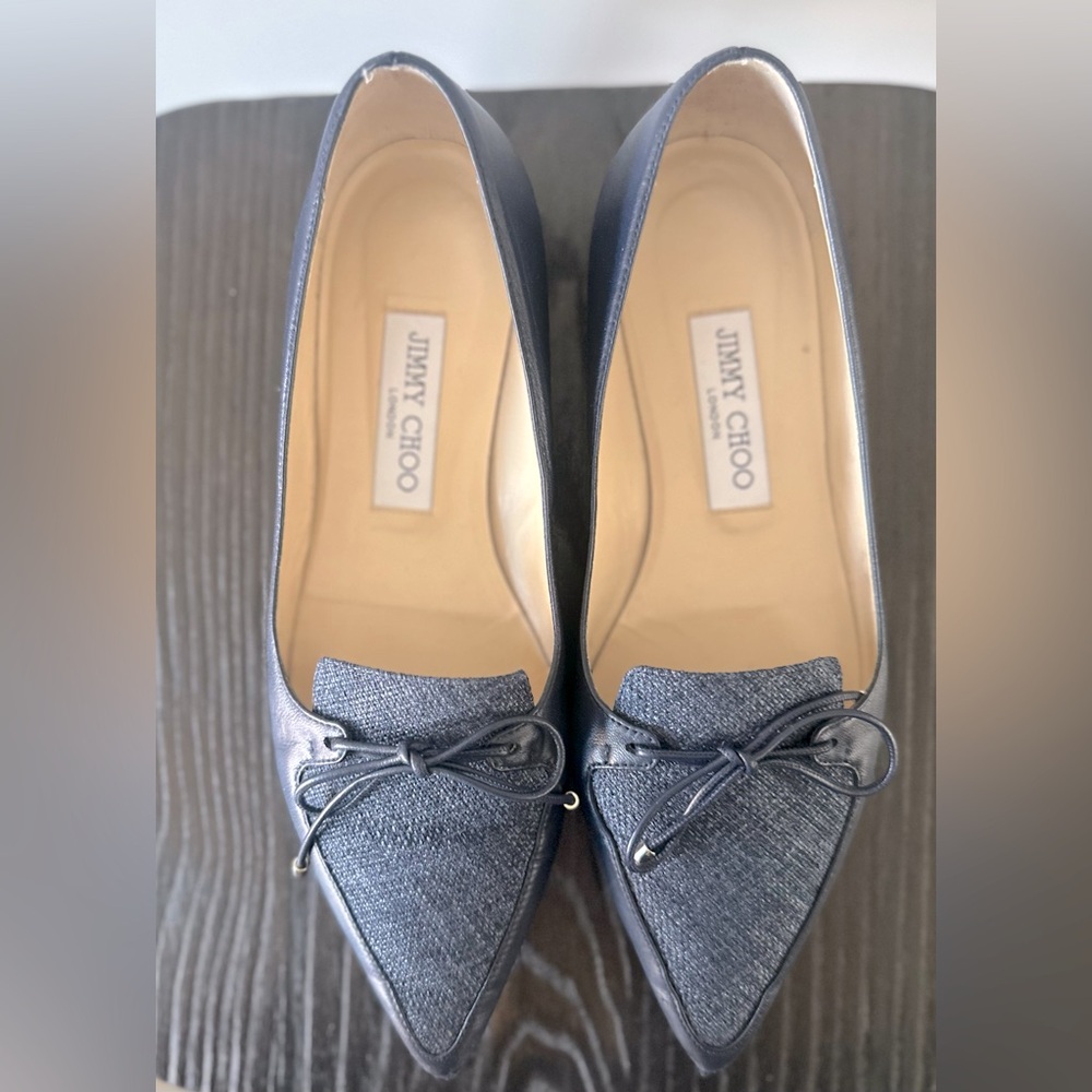 Jimmy Choo Women's Navy Leather Flats